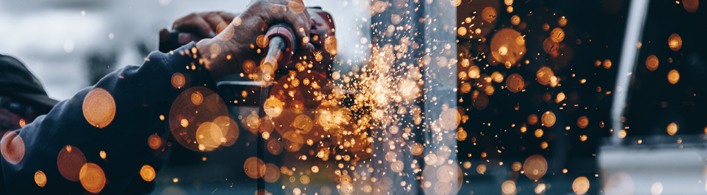 Construction angle grinder sparks